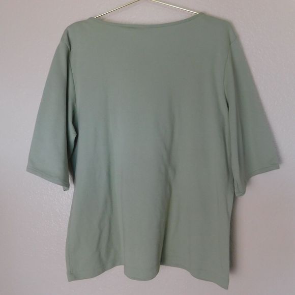 White Stag Top Ladies Size XL 16/18 Sage Green Embroidered Button Floral Casual - Picture 10 of 10